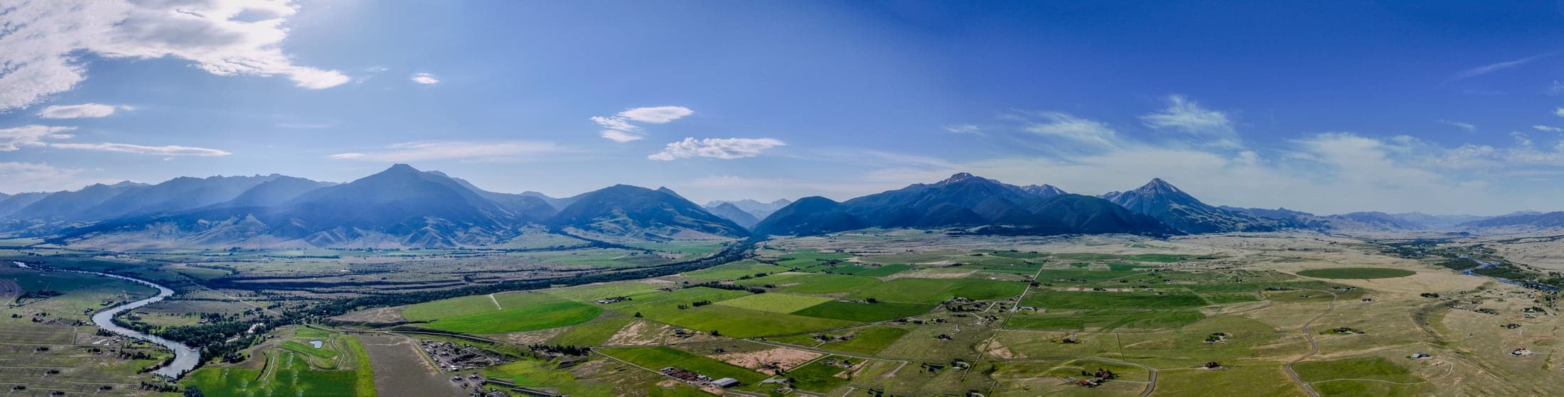 Aerial river bend in Paradise Valley